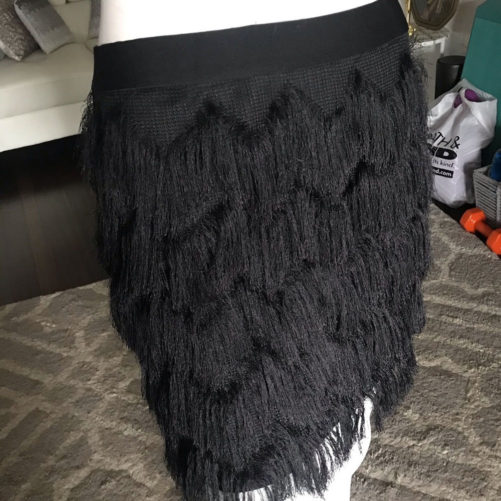 Max Studio Black Fringe Skirt